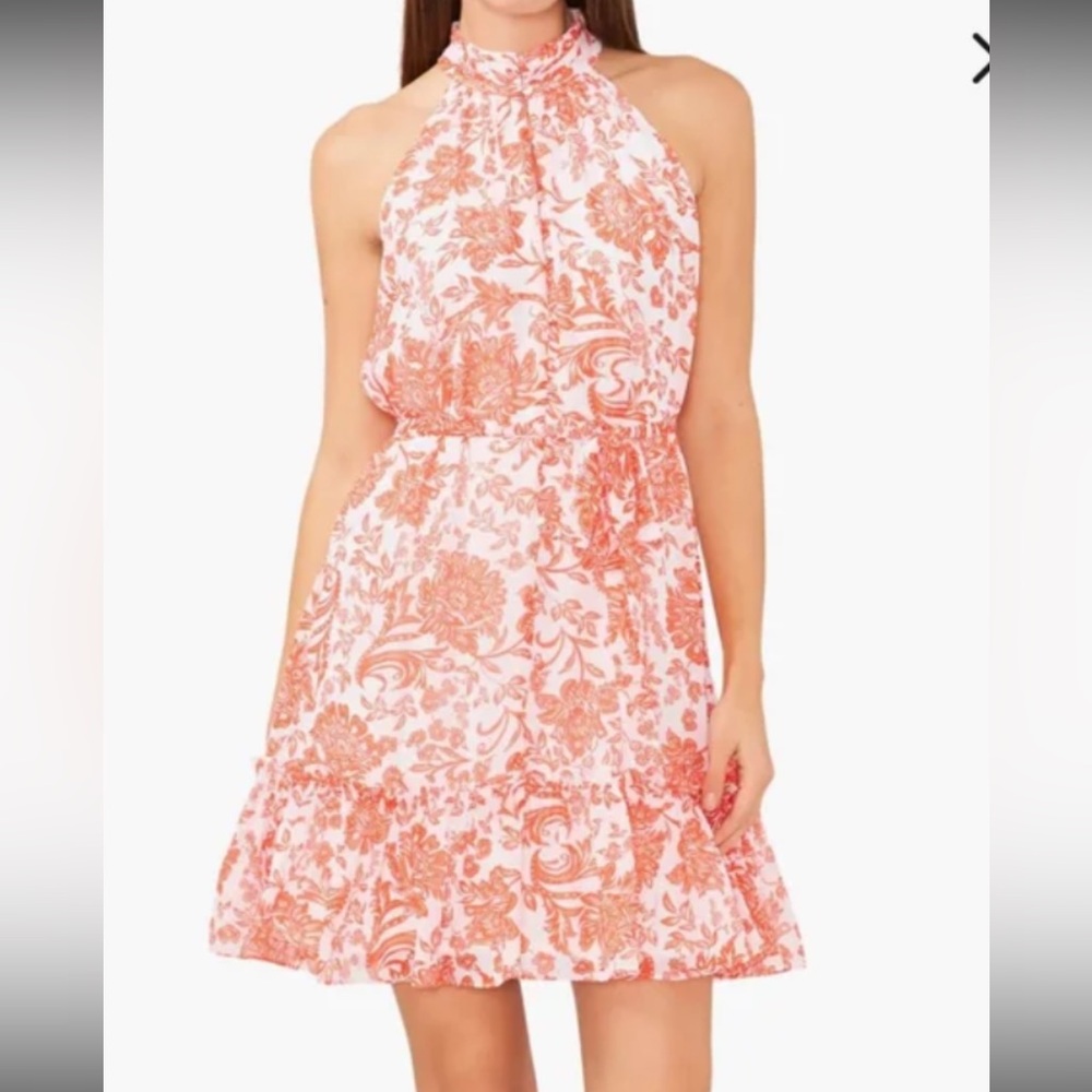 Halogen Floral Print mini high neck dress